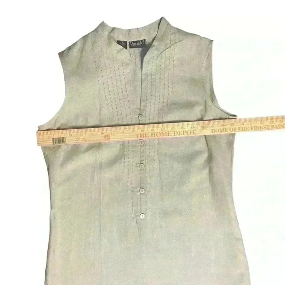 Rafaela 100% Beige Linen Maxi Dress with Mandarin Style Collar. Size 8 - Picture 8 of 9